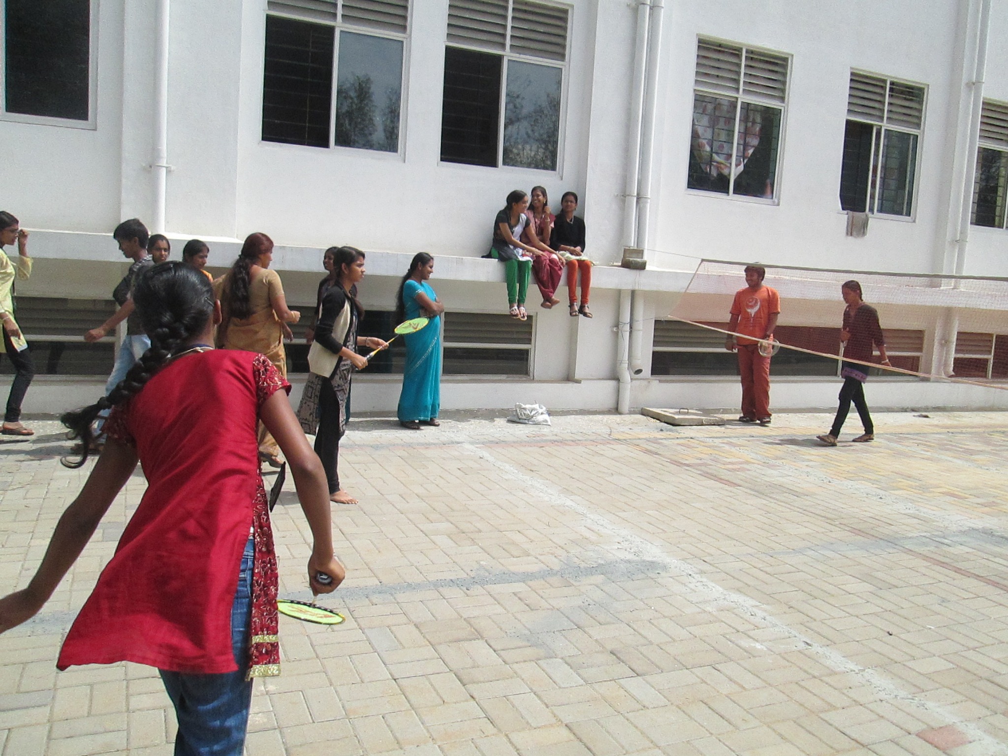 Students participating in badminton
